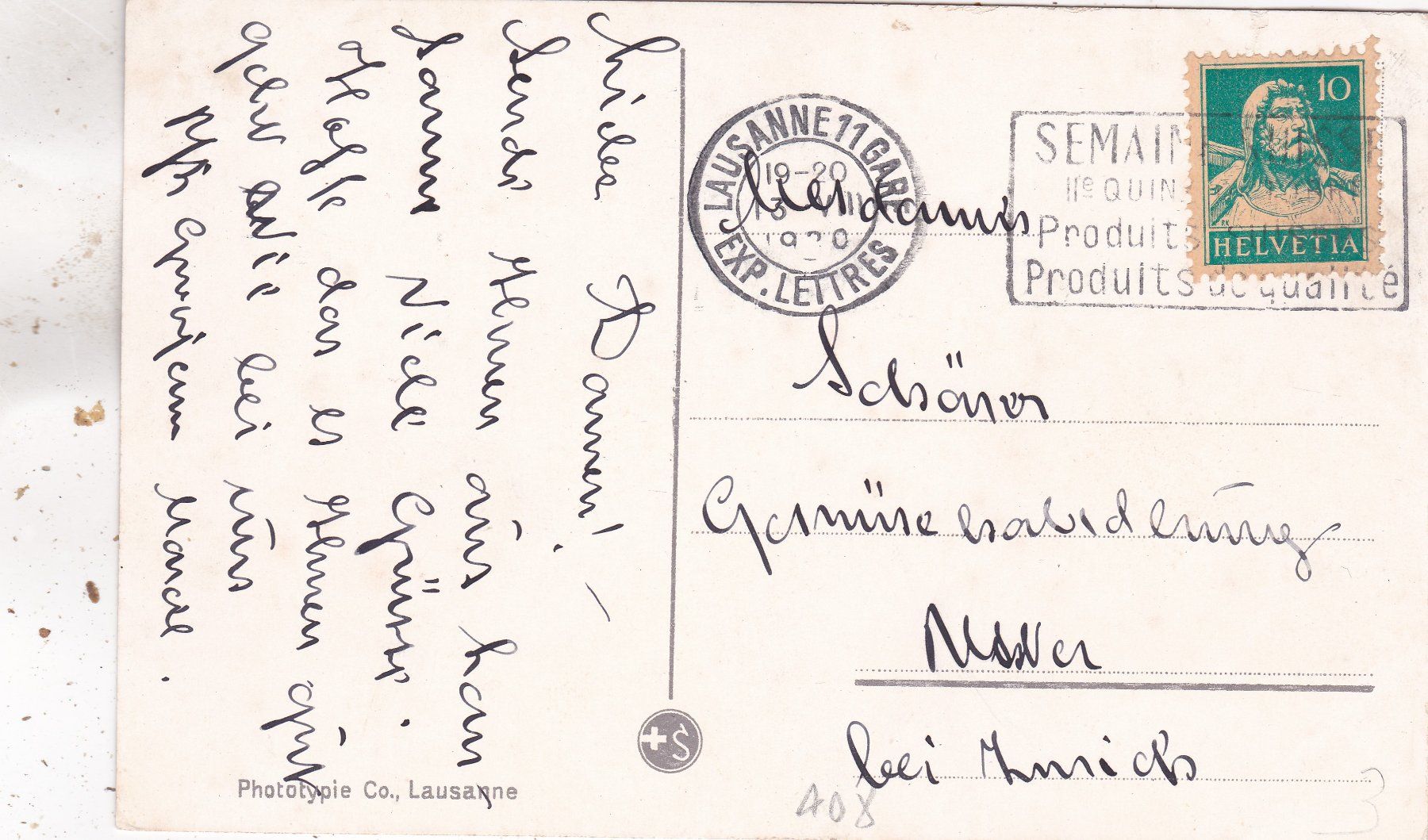 Cartoline postali: Lausanne 1930 – Usato da Herisau venduto da Lisegrat2008 1