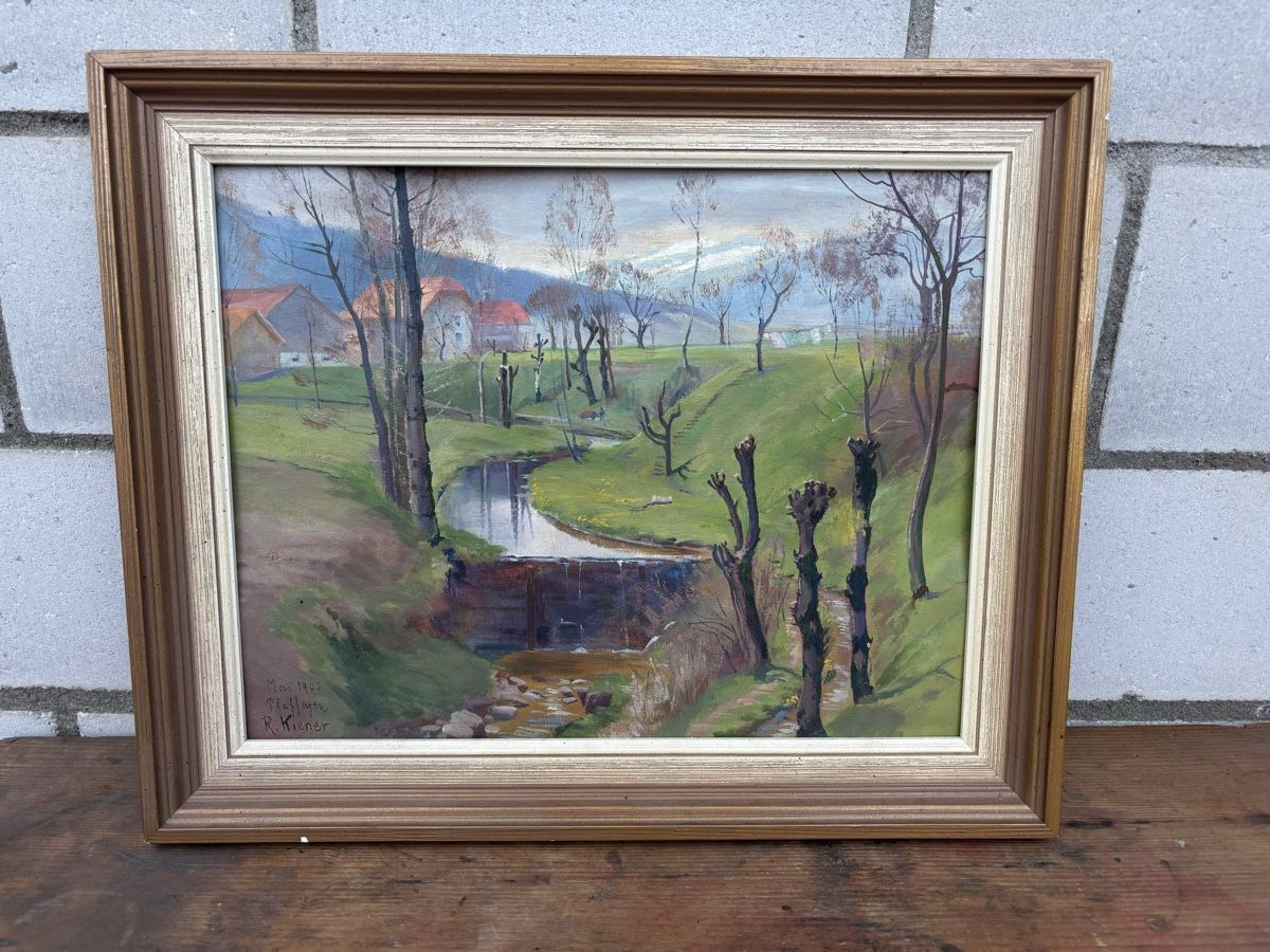 Dipinti: Gemälde Plaffeien sig Robert Kiener 1906 – Usato da Plasselb venduto da Mike760