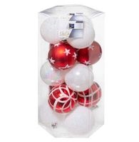 AKTION Weihnachtsbaumkugeln 15 Stk 5cm, rot/weiss 5 Motive