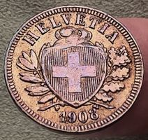 SCHWEIZ 2 RAPPEN 1908 *RAR*