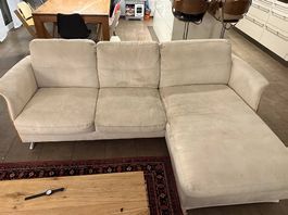 Ecksofa Stoff beige mit Chaiselongue guter Zustand