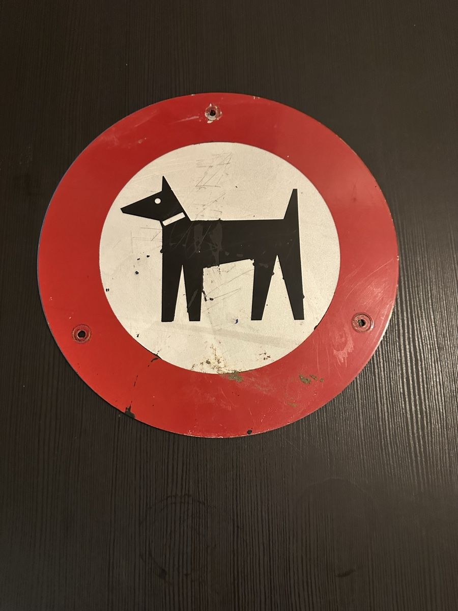 Insegne: Panneau vintage "Chiens Interdits" – Usato da Lausanne venduto da Tipouze