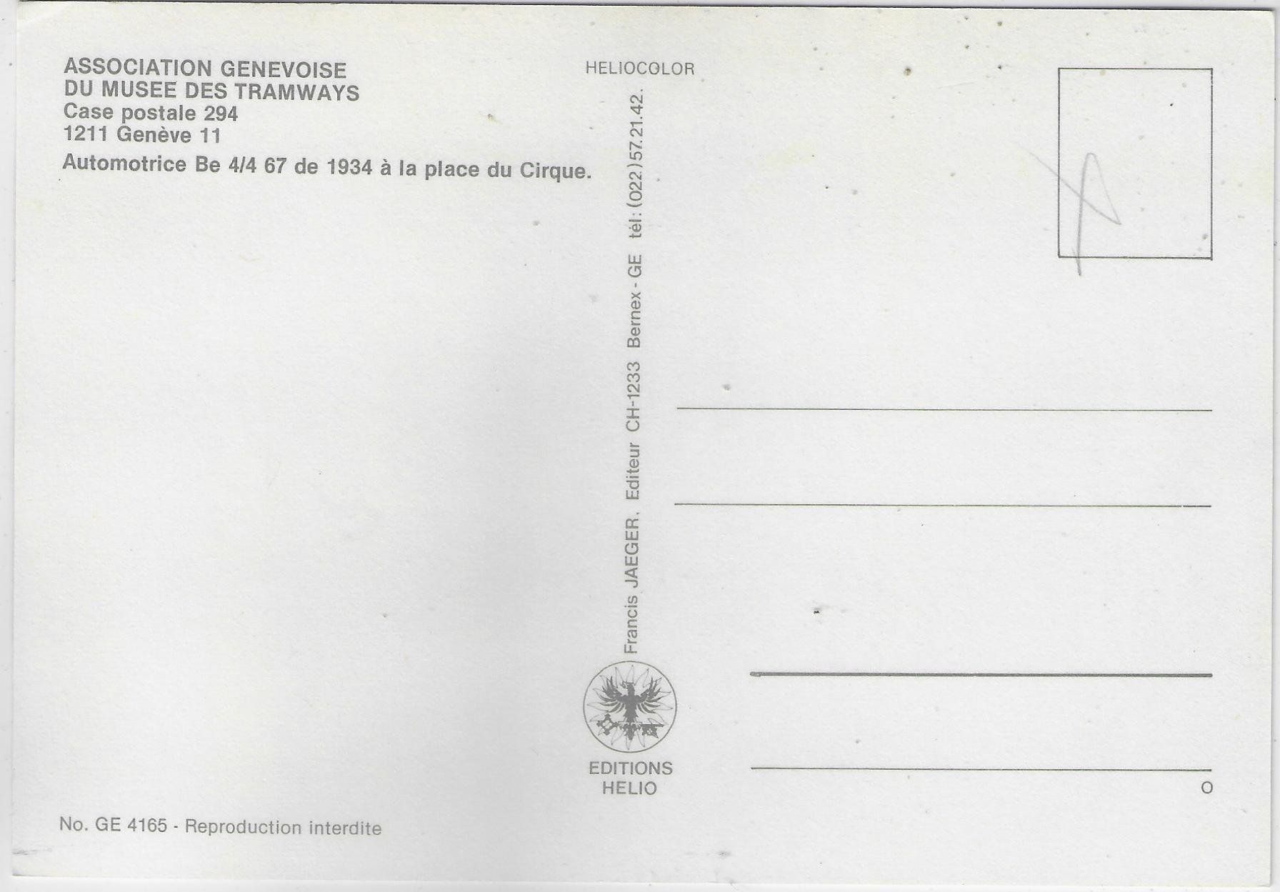 Cartoline postali: Geneve - Automotrice Be 4/4 67 – Usato da Ettingen venduto da Kartenplanet 1
