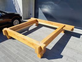 Massives Doppelbett aus Sumpfeiche 180x200 – handgefertigt,