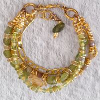 Edelstein Armband  -  Peridot, Jade, Turmalin, Citrin-4fach