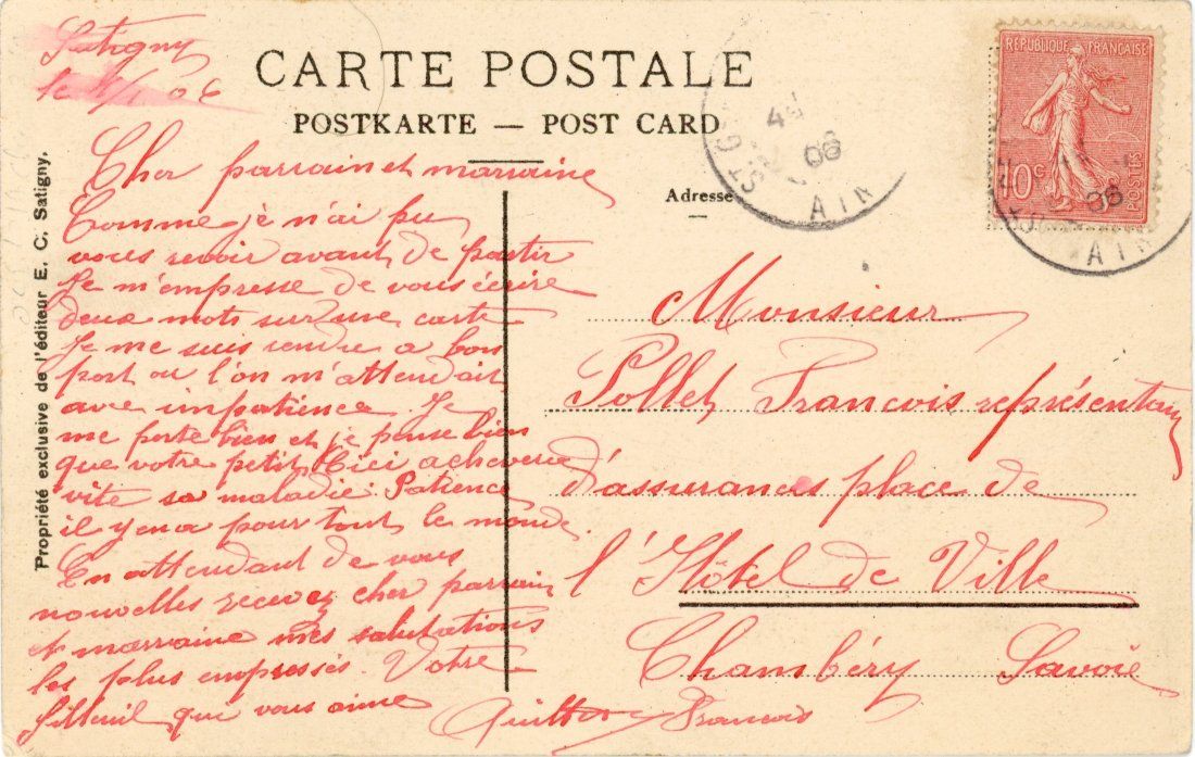 Cartoline postali: Satigny  GE        en 1906 – Usato da Brig venduto da Valcards54 1