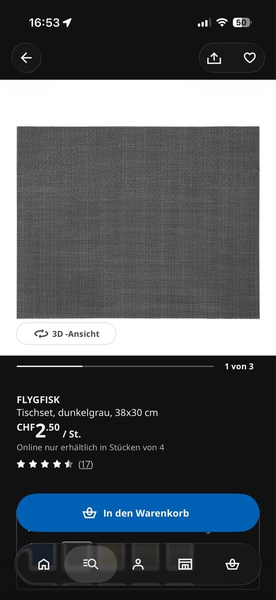 Ikea Tischset: Ikea Tischsets 100 Stück Hell & Dunkelgrau :-) – Gebraucht aus Witterswil von gsc_z6ts