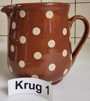 Charmanter Vintage Keramik-Krug / Krug mit weissen Punkten