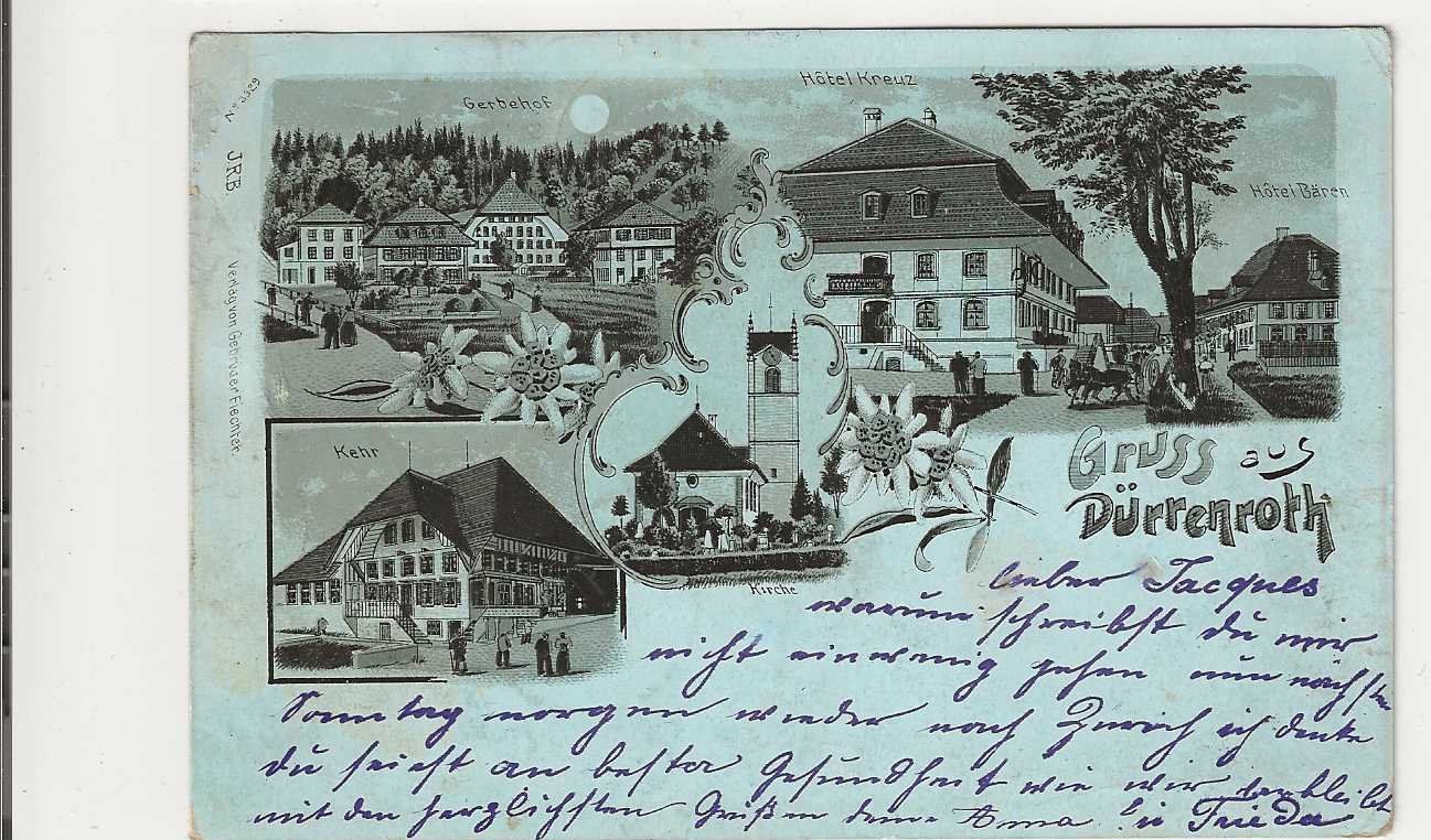 Cartoline postali: Dürrenroth, 1901, Litho – Usato da Spiez venduto da Niesen20