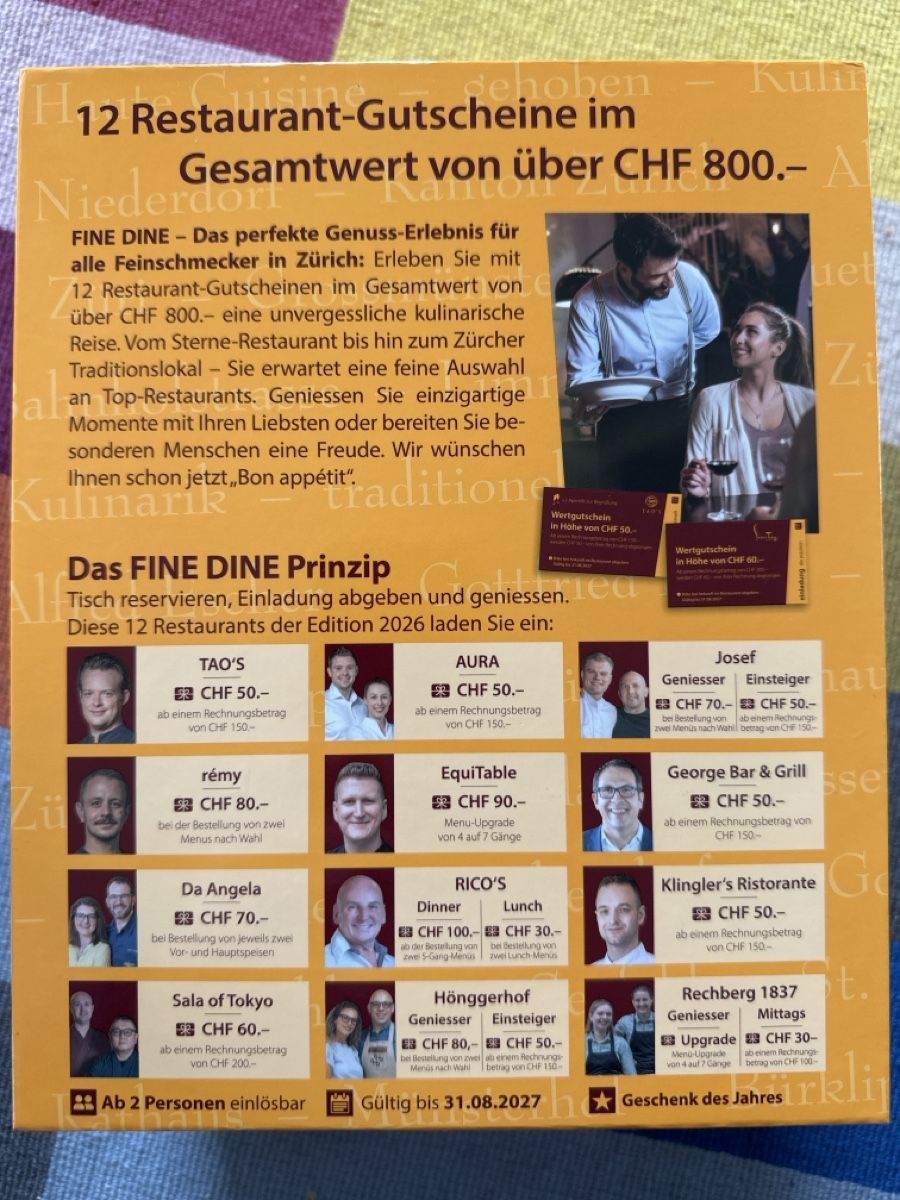 Buoni: 12 Restaurant Gutscheine! – Nuovo e nell'imballaggio originale da Zürich venduto da Mtths 1