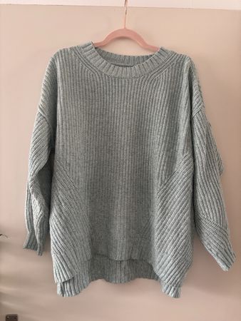 Damen Pullover grob gestrickt hellblau