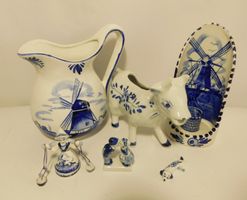 Lot Delfts Blue Miniature Hand Printed Pottery Holland