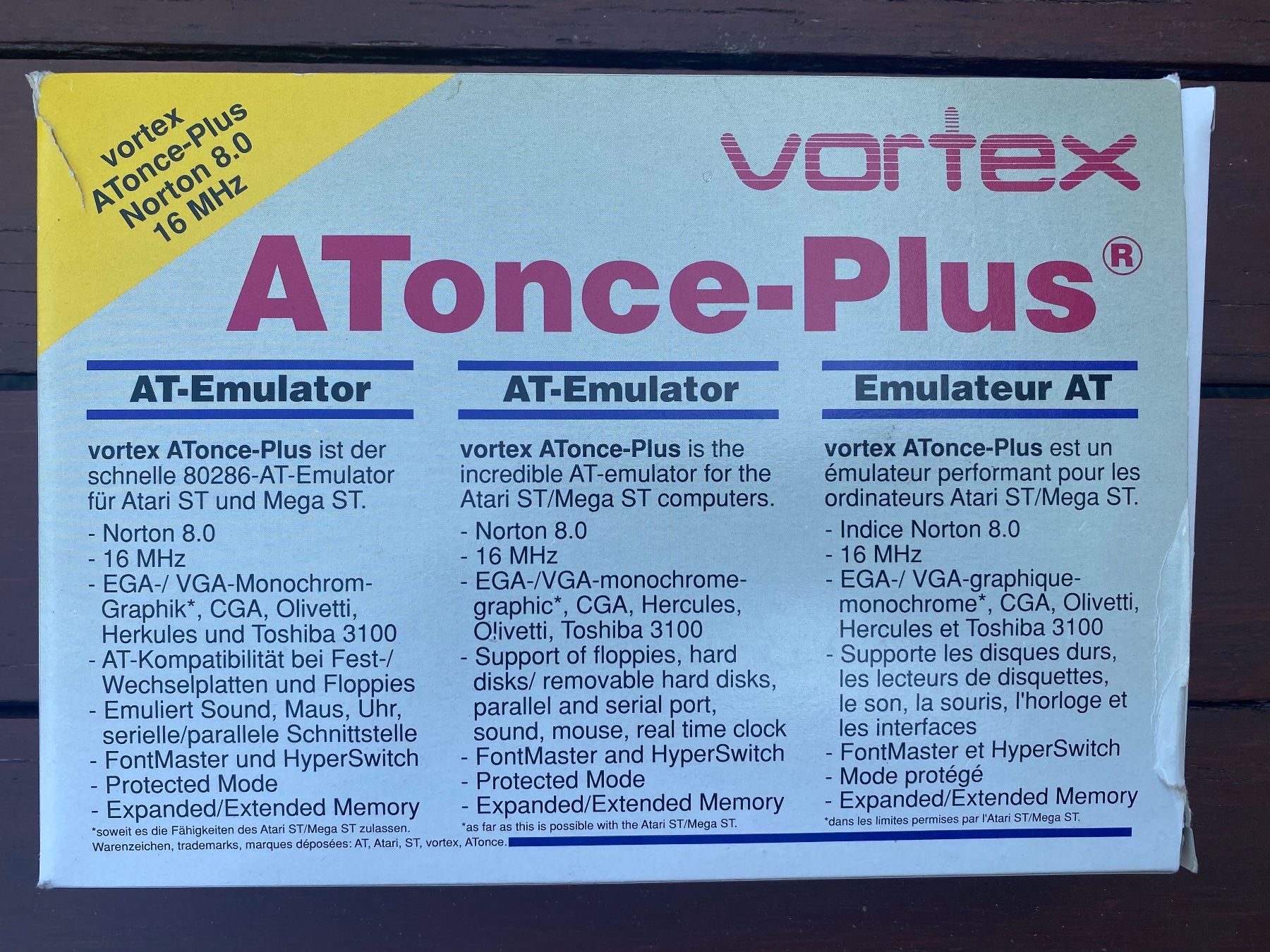 Atari PCs: Vortex ATonce-Plus für Atari Mega ST (OVP mit Steckadapter) – Gebraucht aus Adliswil von synchrot 1