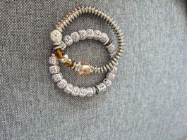 Armband Set 2x Silberfarben Perlen guter Zustand