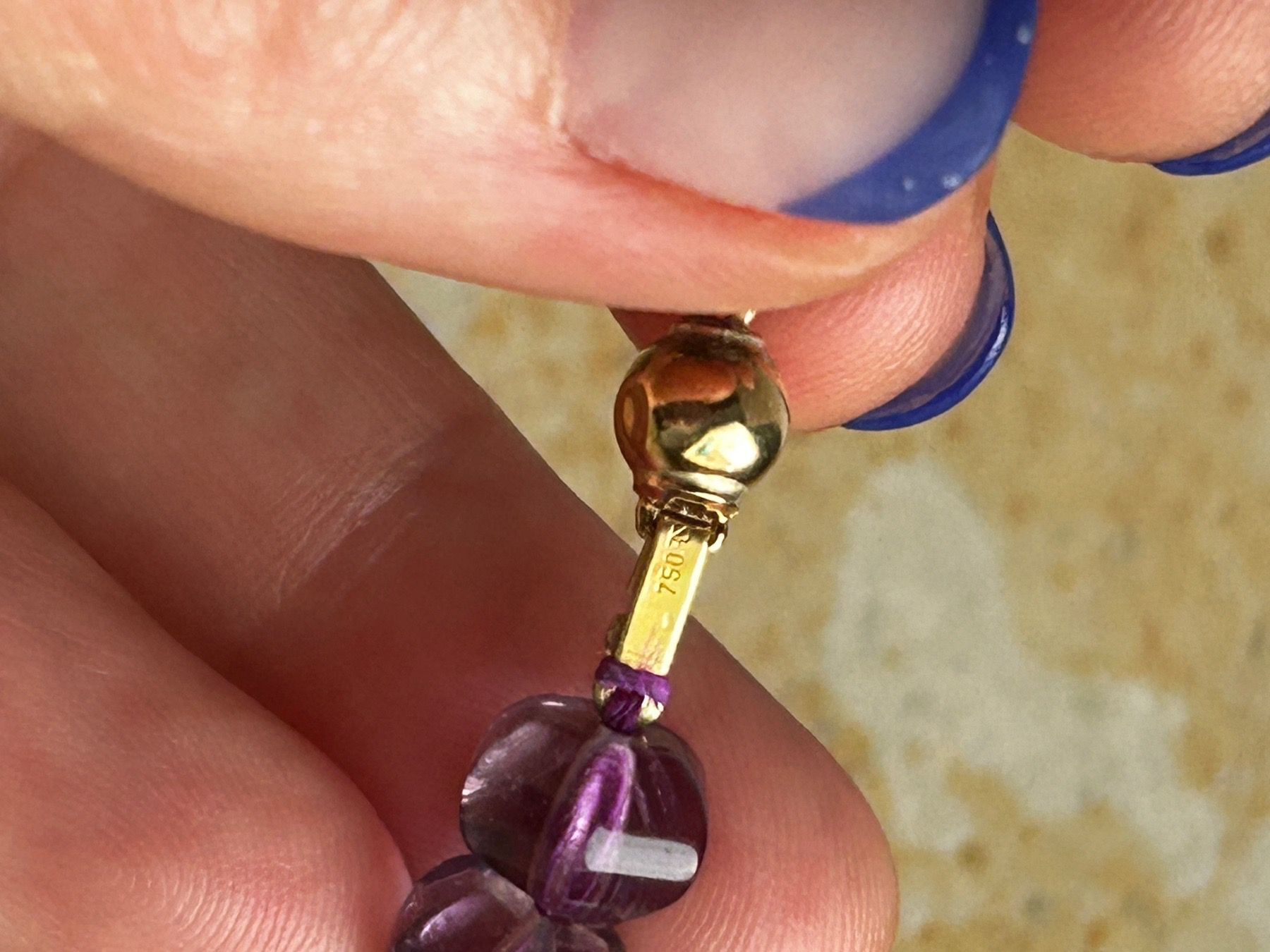 Ketten: Halskette Amethyst & Jadeit + Goldverschluss 750 – Gebraucht aus Dittingen von Bijoubelle 7
