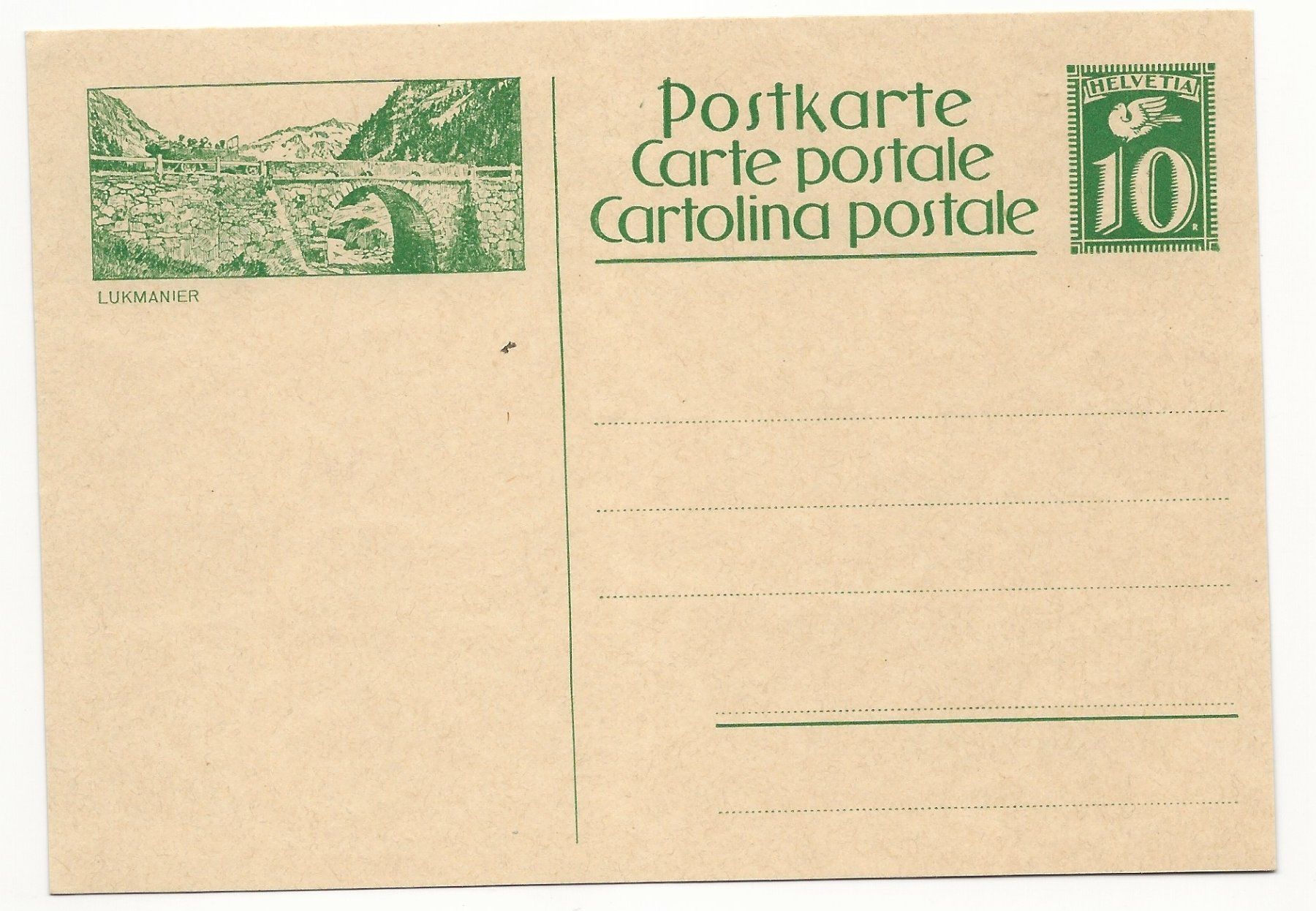 Tutti i francobolli: Bildpostkarte Lukmanier wf – Usato da Aarau venduto da fussball-fussball