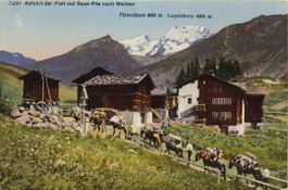 Saas Fee   VS  -   Abfahrt der Maultier -  Post nach Stalden