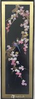 Original Malerei China, 2 Vögel auf rosa Blütenzweig