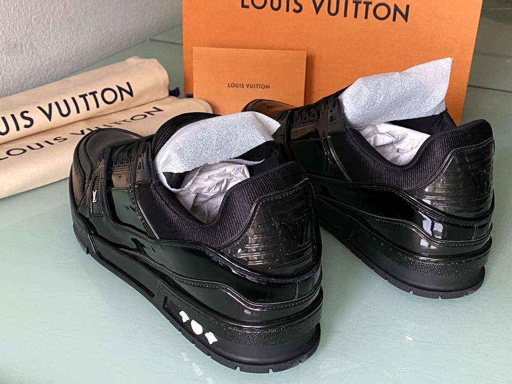 LOUIS VUITTON LV Trainer Schwarz Leder Low Sneakers 45.5 NEU