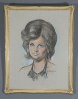 Vintage Kreide Portrait in schönem Rahmen