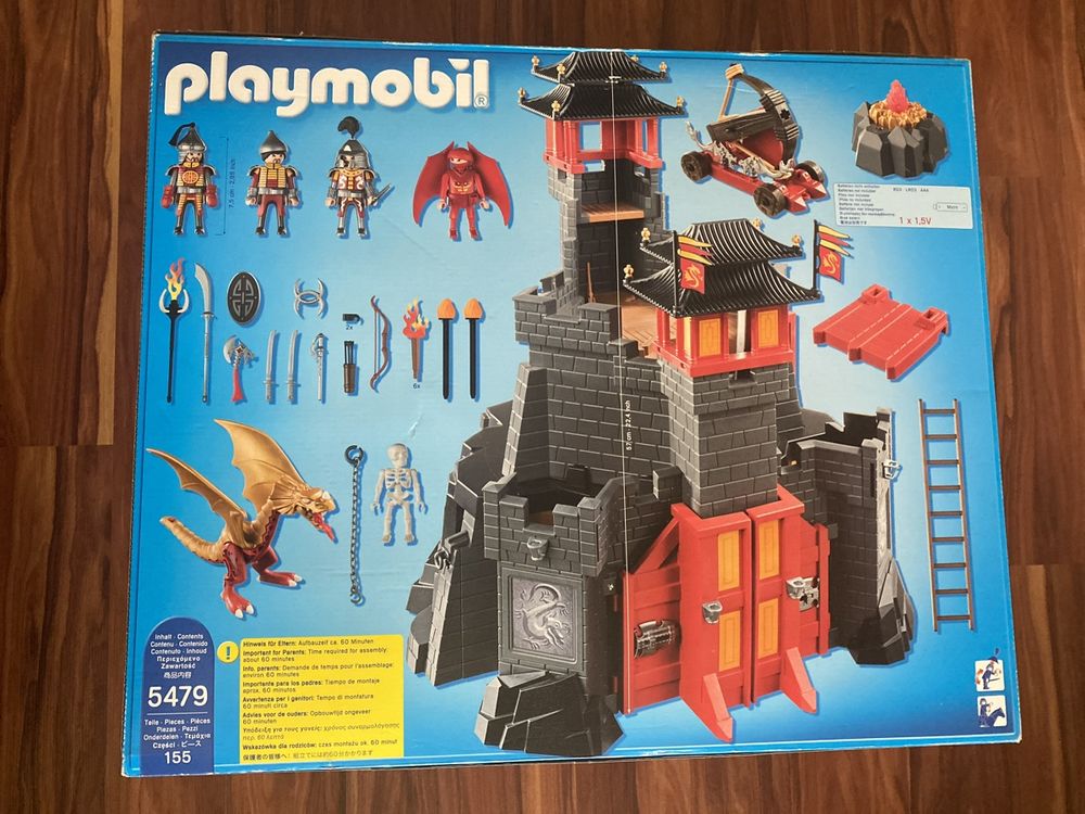 Lot Playmobil Dragons - Forteresse 5479 + Grand Dragon 4838 + 2 Ninjas 5629 (incomplet, Sans Persos)