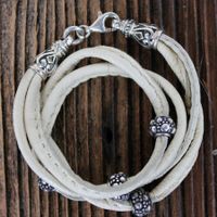 Leder Armband, doppelt, mit Silber (neu)