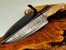 GEPRÜFT B Damast Messer Chefmesser Knife inkl. Lederscheide