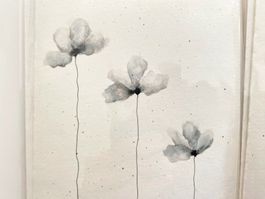 Aquarell-Kunstkarte, handgemalt, Trauer/Grusskarte
