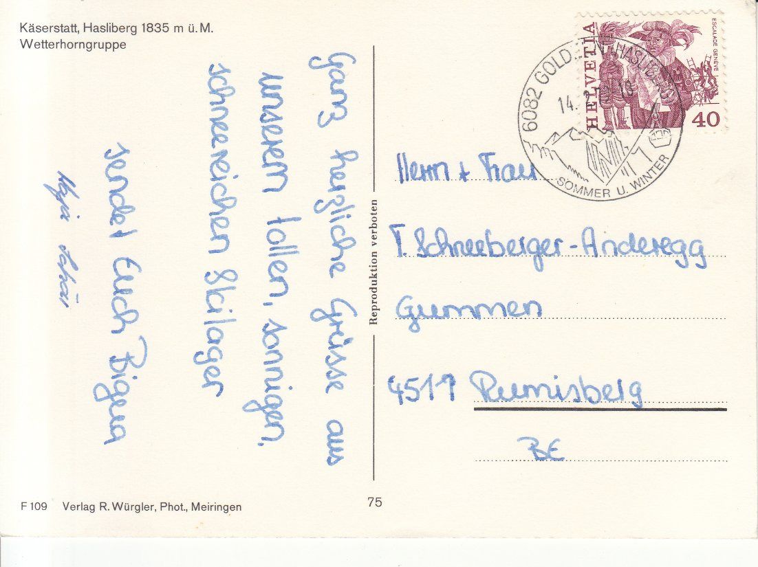 Cartoline postali: Käserstatt 1979 – Usato da Bürglen TG venduto da StampGraf 1