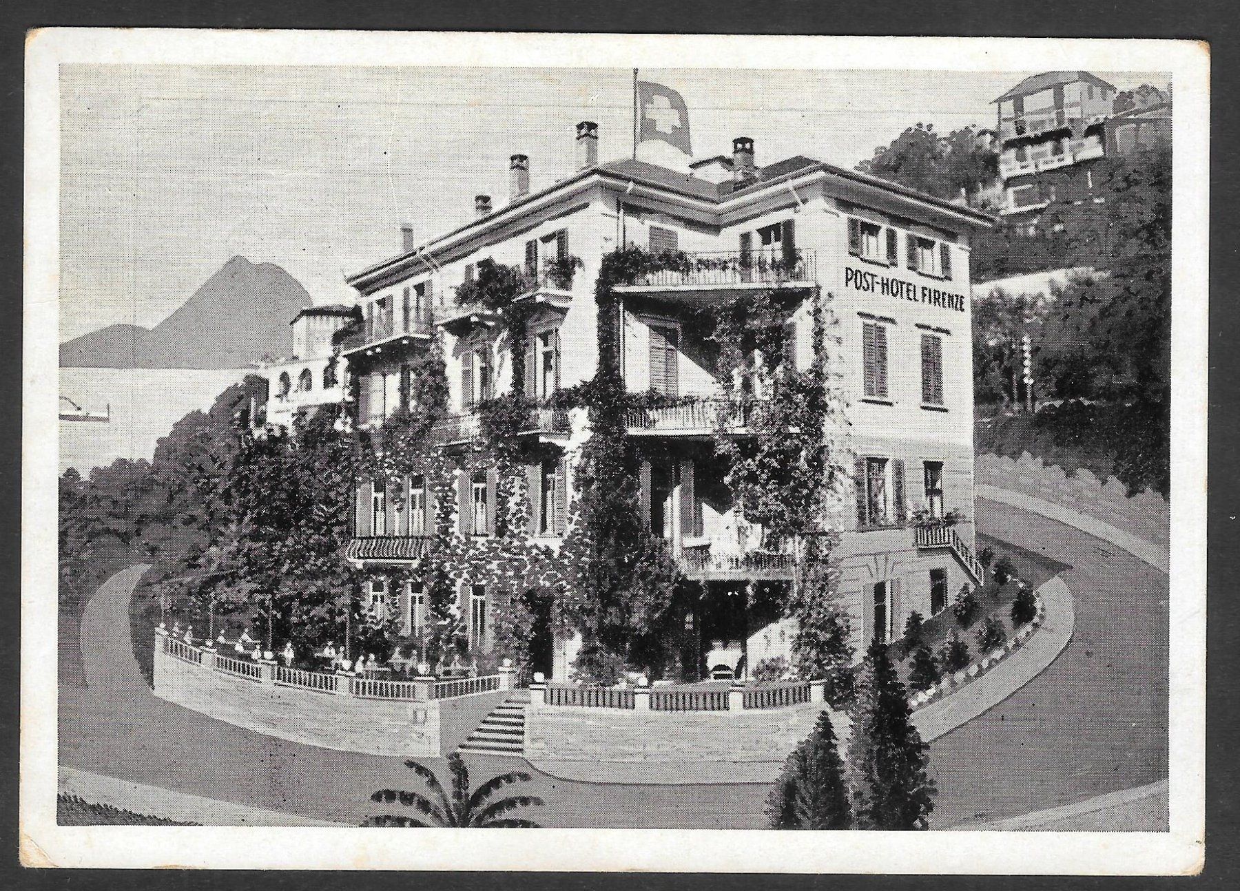 Ansichtskarten: Castagnola - Lugano Post-Hotel Firenze – Gebraucht aus Olten von clotaldi