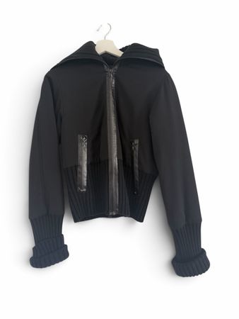 Black Bomber Jacket Knit Trim Size M new condition