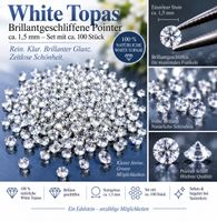 100 St.Brillantgeschliffene White-Topas-Pointer – ca. 1,5 mm