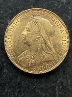 Goldmünze Sovereign Victoria 1900 Gold 900er Zustand gut