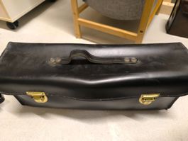 Vintage Koffer/Tasche aus Leder, Schwarz, Top Zustand!