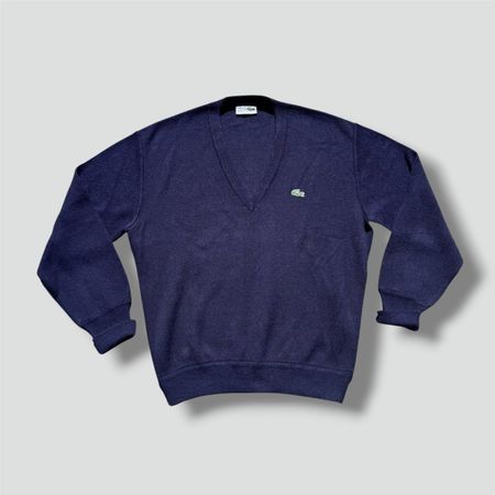 Lacoste vintage retro V-neck sweatshirt