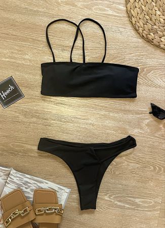Neu Schwarzer Bikini Grösse S Bandeauträger Sommer Strand