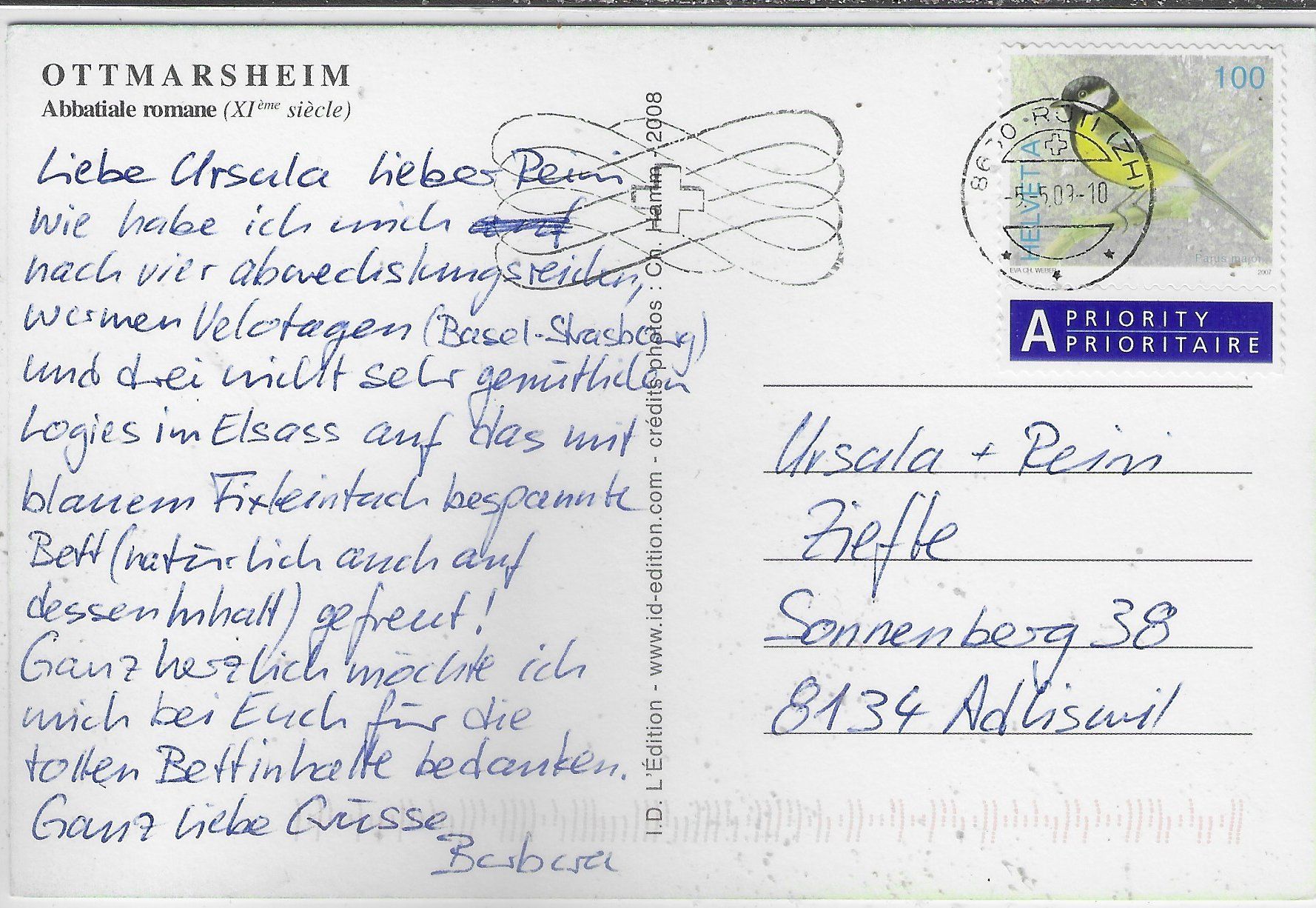 Ansichtskarten: Ottmarsheim - Abbatiale romane – Gebraucht aus Ettingen von Kartenplanet 1