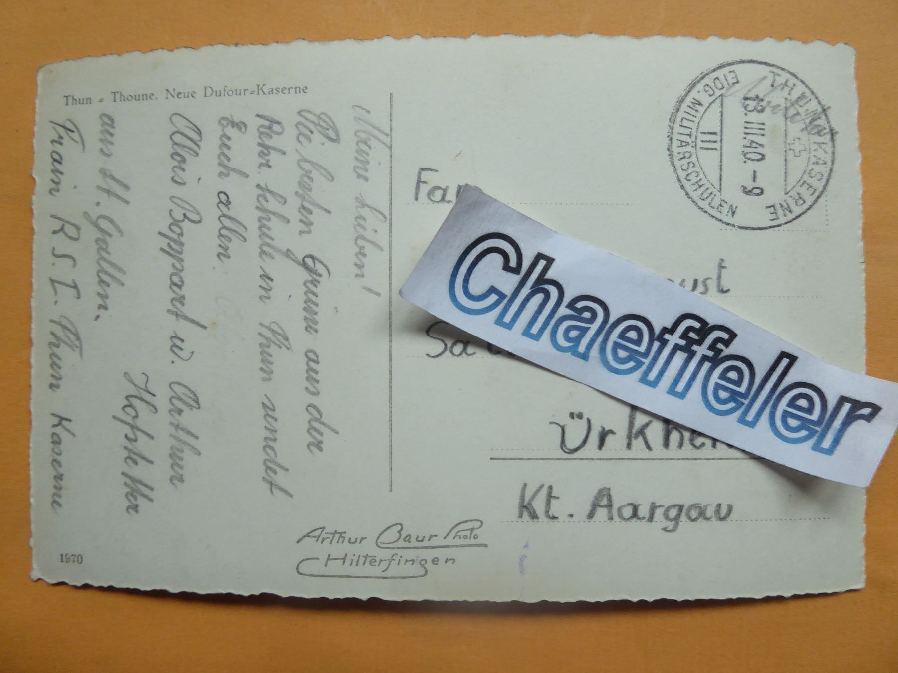 Ansichtskarten: 1940 Thun - Thoune. neue Dufour-Kaserne – Gebraucht aus Zürich von Chaeffeler 1