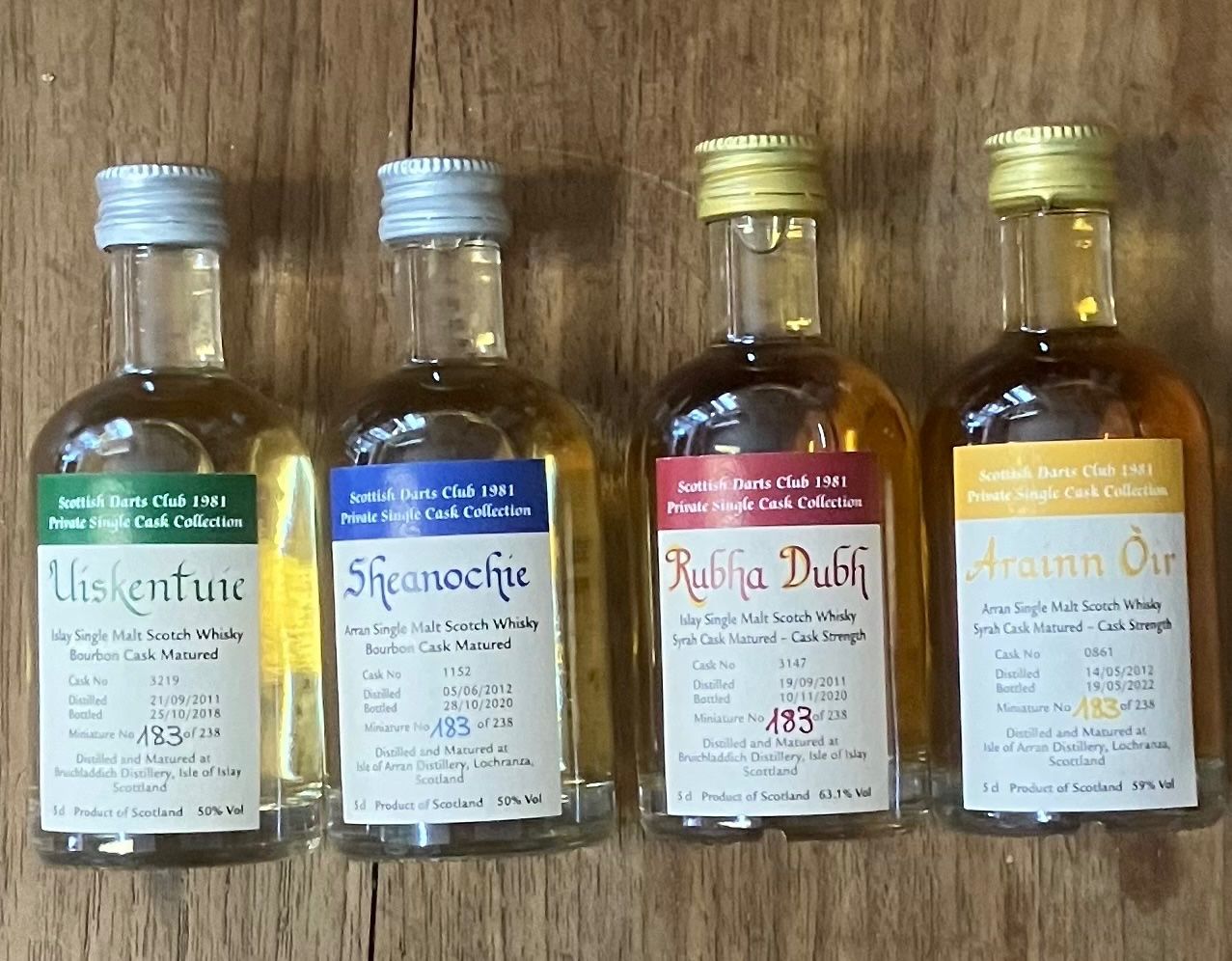 Arran Spirituosen: SINGLE MALT/SINGLE CASK MINIATUREN BRUICHLADDICH/ARRAN – Gebraucht aus Basel von lagavulin02