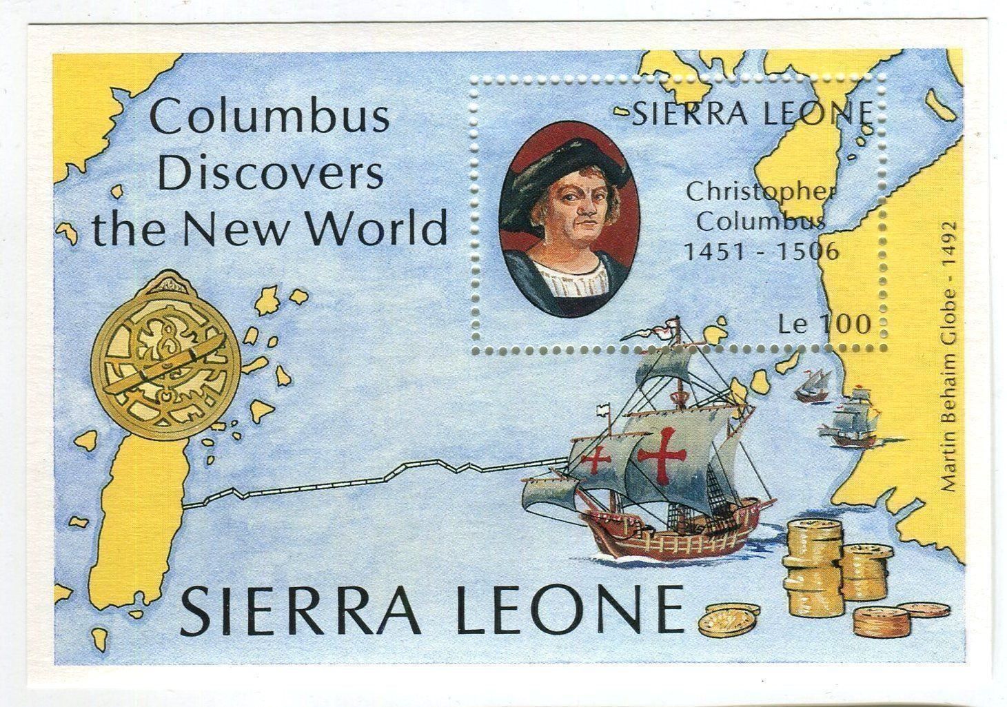 Tous les timbres: Block "Schiffe. Kolumbus". Sierra Leone. – Neuf avec emballage d'origine à Basel par Butsch5