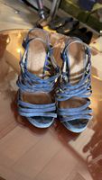 Chanel Sandalen, Gr. 37, Blau, Korkabsatz - Sommer Look!