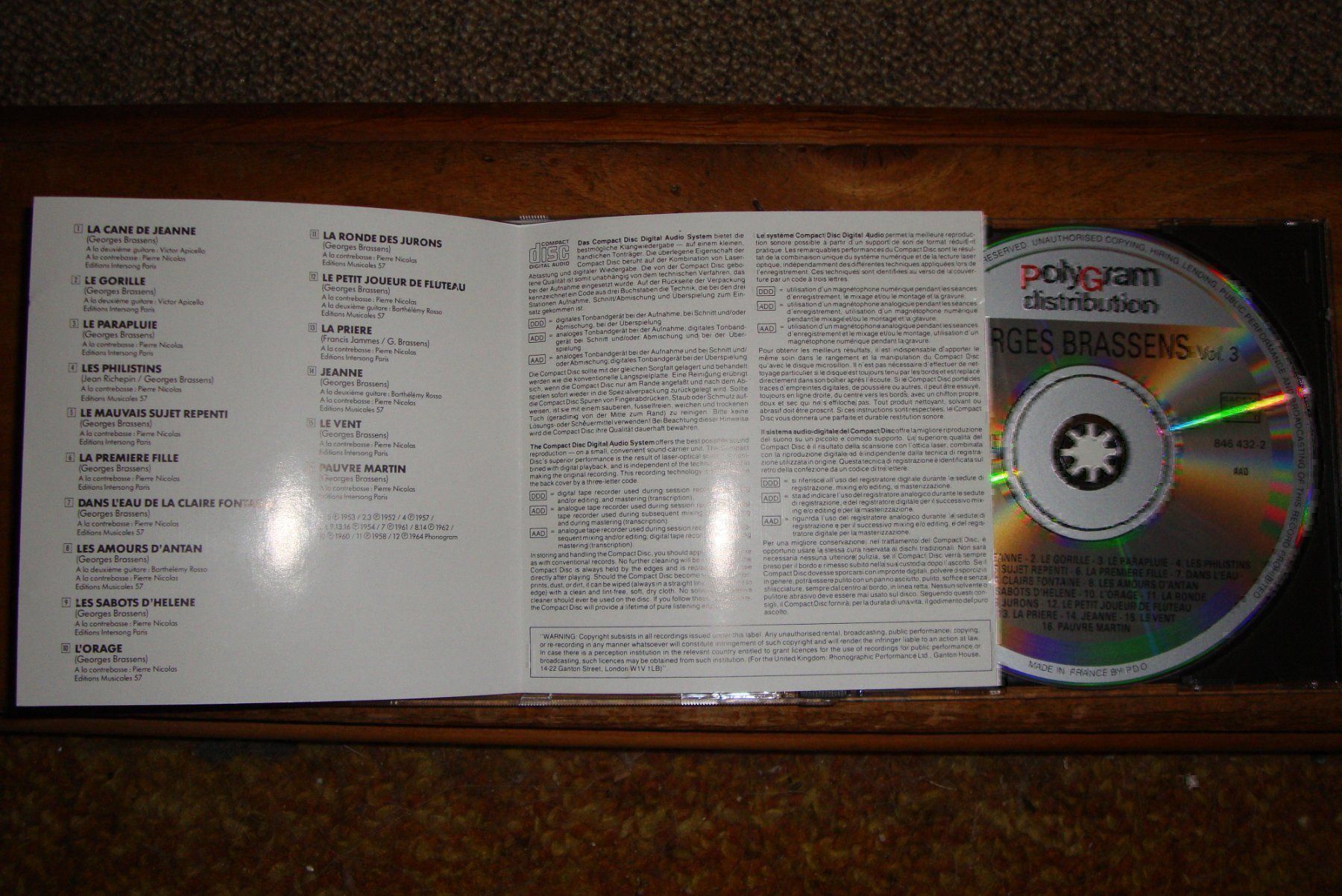 CDs: GEORGES BRASSENS 3 mit LE PARAPLUIE - CD – Gebraucht aus Bern von carola31 1