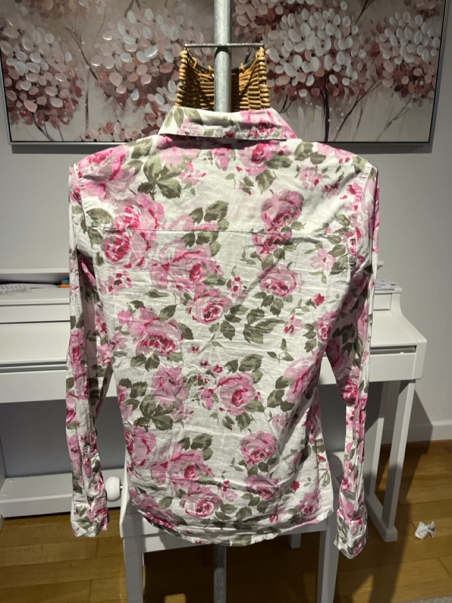 Benetton Camicette: Benetton Hemd, Rosenmuster, S – Usato da Solothurn venduto da Bobesch08 3
