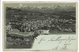 Gruss aus Wald (ZH) Sanatorium - Mondschein-Litho - 1899 !
