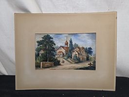 Altes Aquarell Gemälde, signiert A. Riemann. ca. 1906.