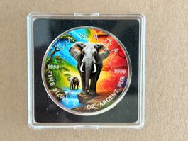 1 OZ Kanada Silber "Elefant" 2025 Koloriert