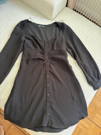 BLACK ZARA BUTTON-UP DRESS
