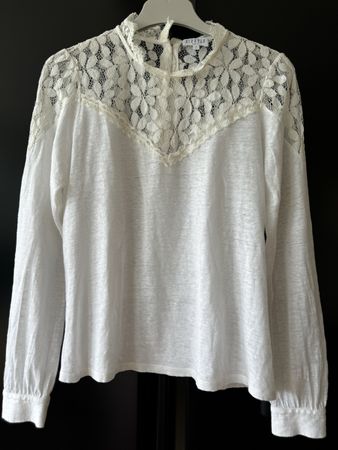 Chemisier Claudie Pierlot, taille 1, 100% lin, dentelle
