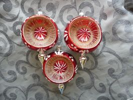 3x Christbaumkugel mit Reflex Lauscha Wasserkugel