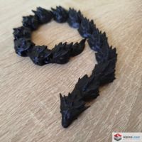 Articulated Snake Dragon 3D Printed Figure Black